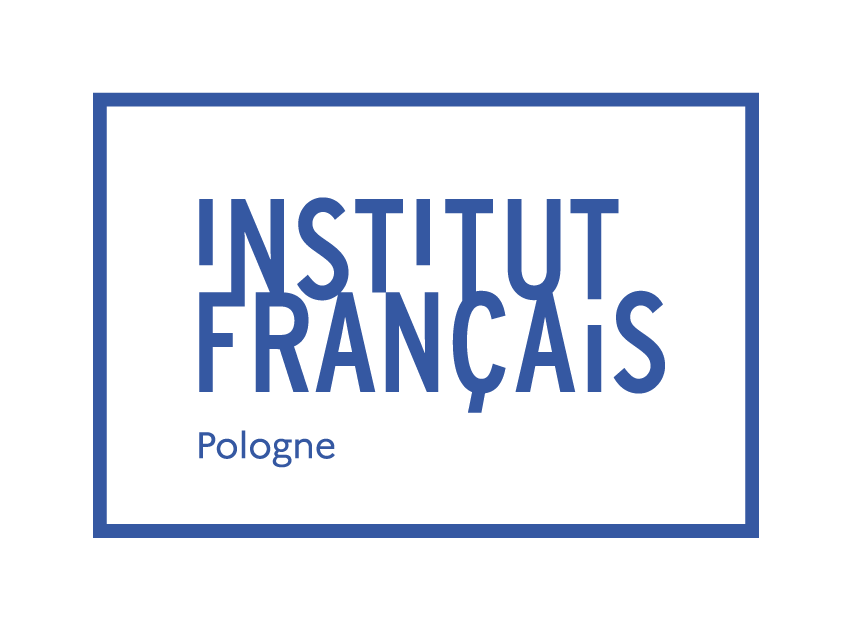 Zdjęcie przedstawia logo instytutu francuskiego w Polsce, które składa się z niebieskich liter Institut Francais Pologne.